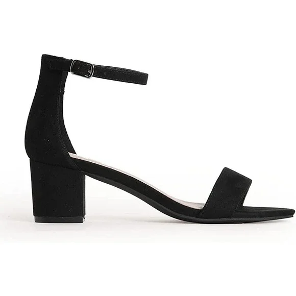 J. Adams Daisy Womens Size 8.5 Ankle Strap Low Block Heels, Black - Picture 1 of 6